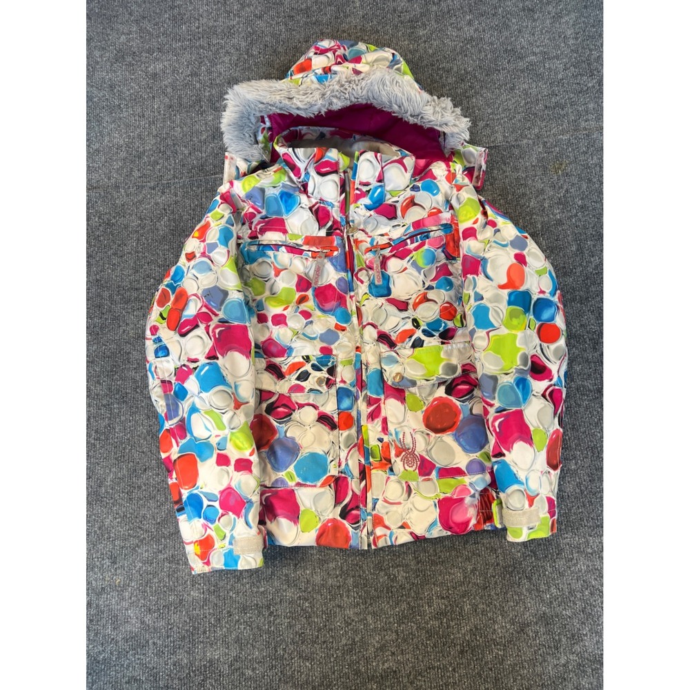 Colorful Abstract Ski Snowboard Jacket Youth 10 Spyder Removable Hood